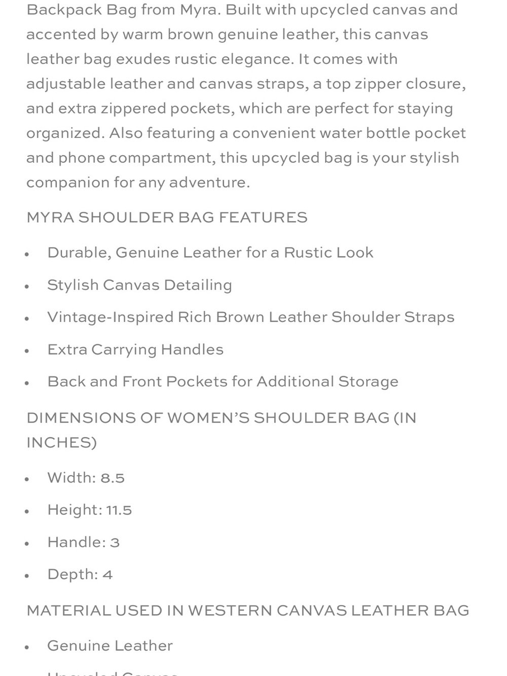 Myra Bag Green Canvas and Brown Leather Trim Backpack - Picture 5 of 6